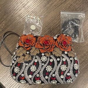 Rose Crystal Embellished Clutch